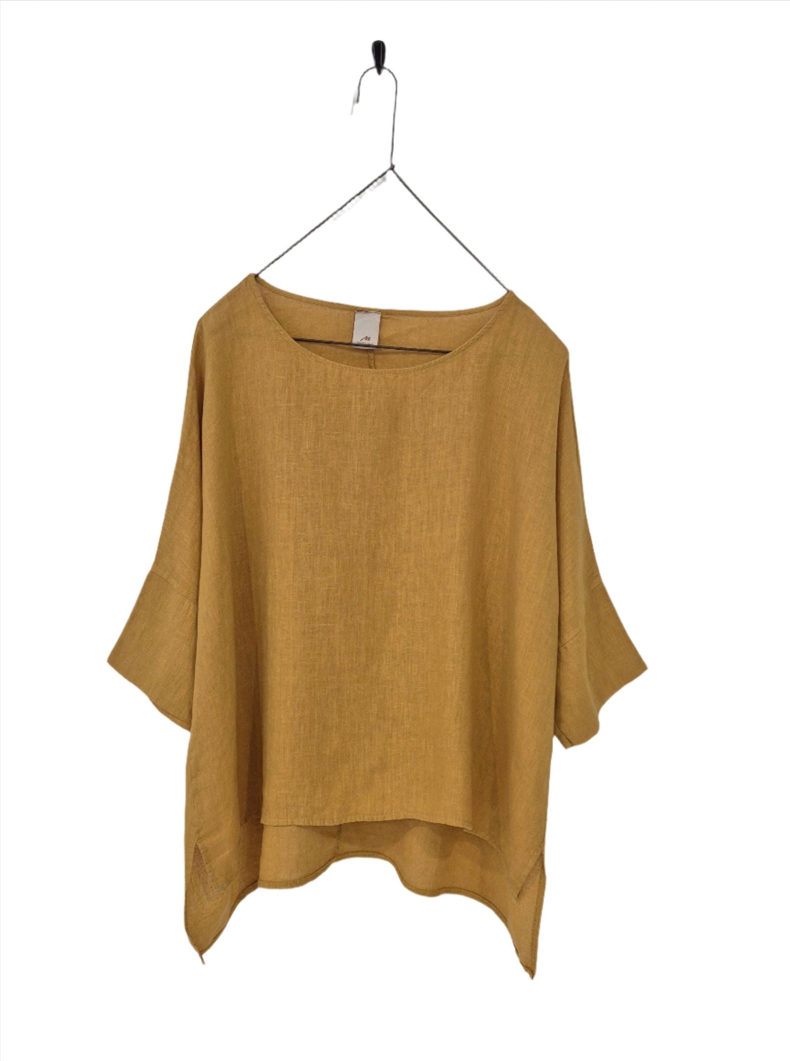 Montaigne Artiste Hi-Lo Linen Top Mustard