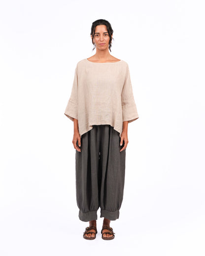 Montaigne Artiste Hi Lo Linen Top Natural
