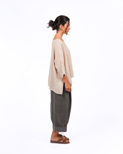 Montaigne Artiste Hi Lo Linen Top Natural