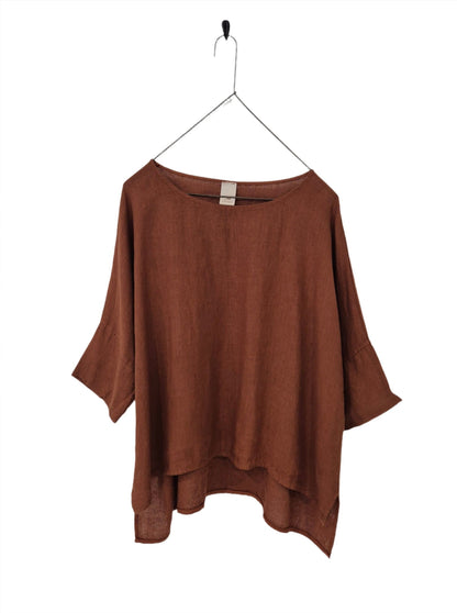 Montaigne Artiste Hi-Lo Linen Top Rust