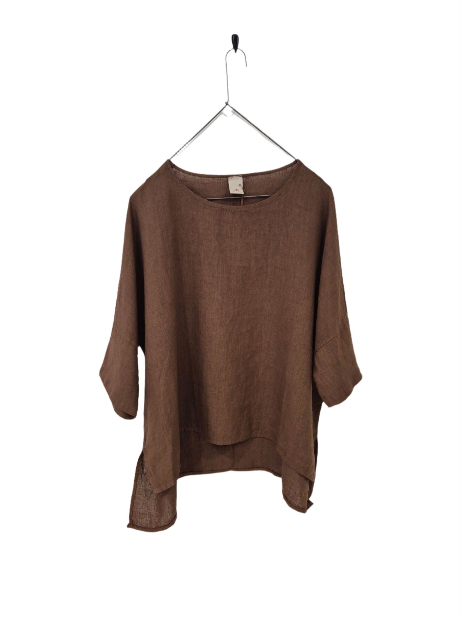 Montagine Artiste Hi-Lo Linen Top Tobacco