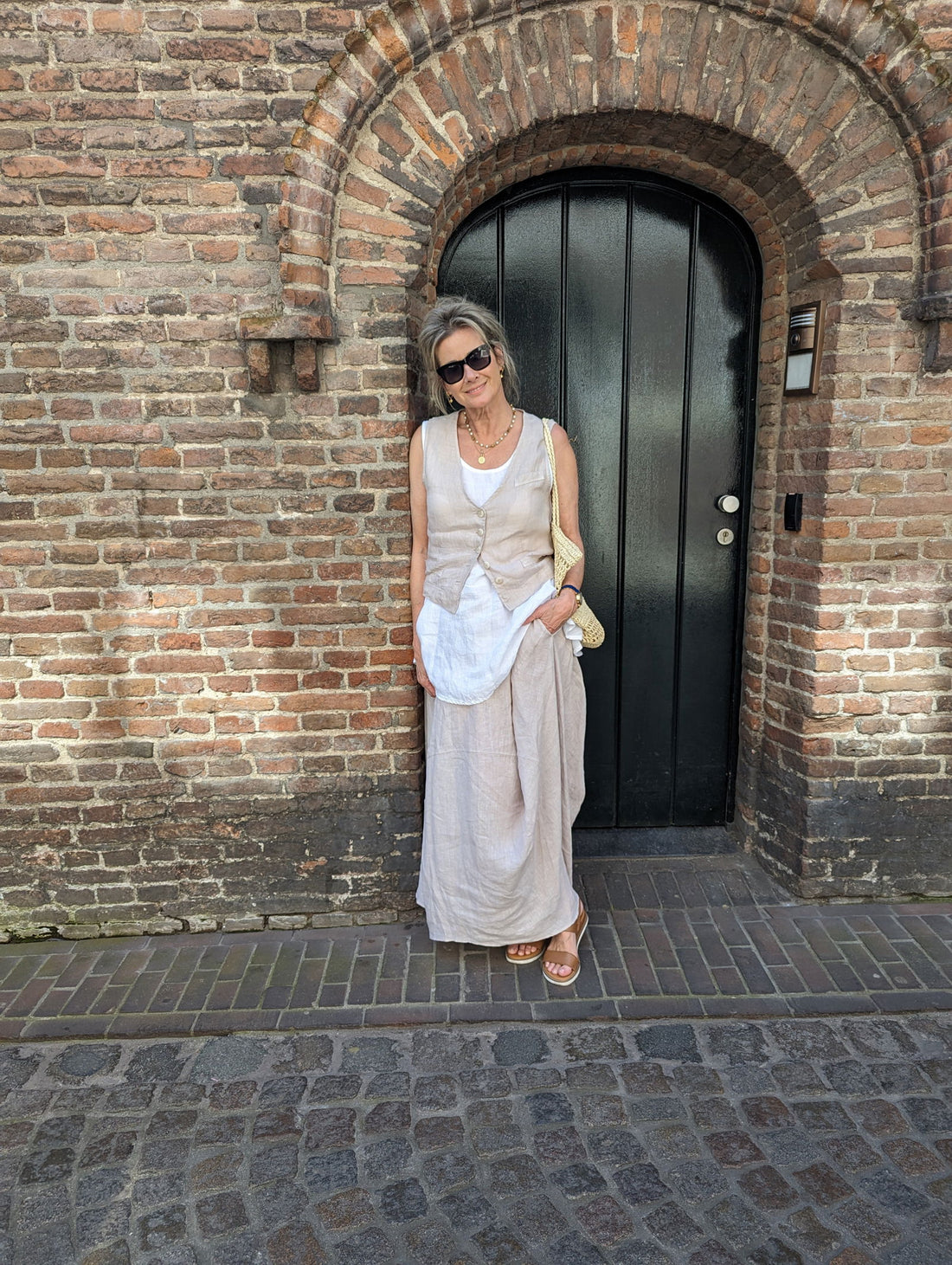 Montaigne Astrid Linen Asymmetrical Skirt Natural1