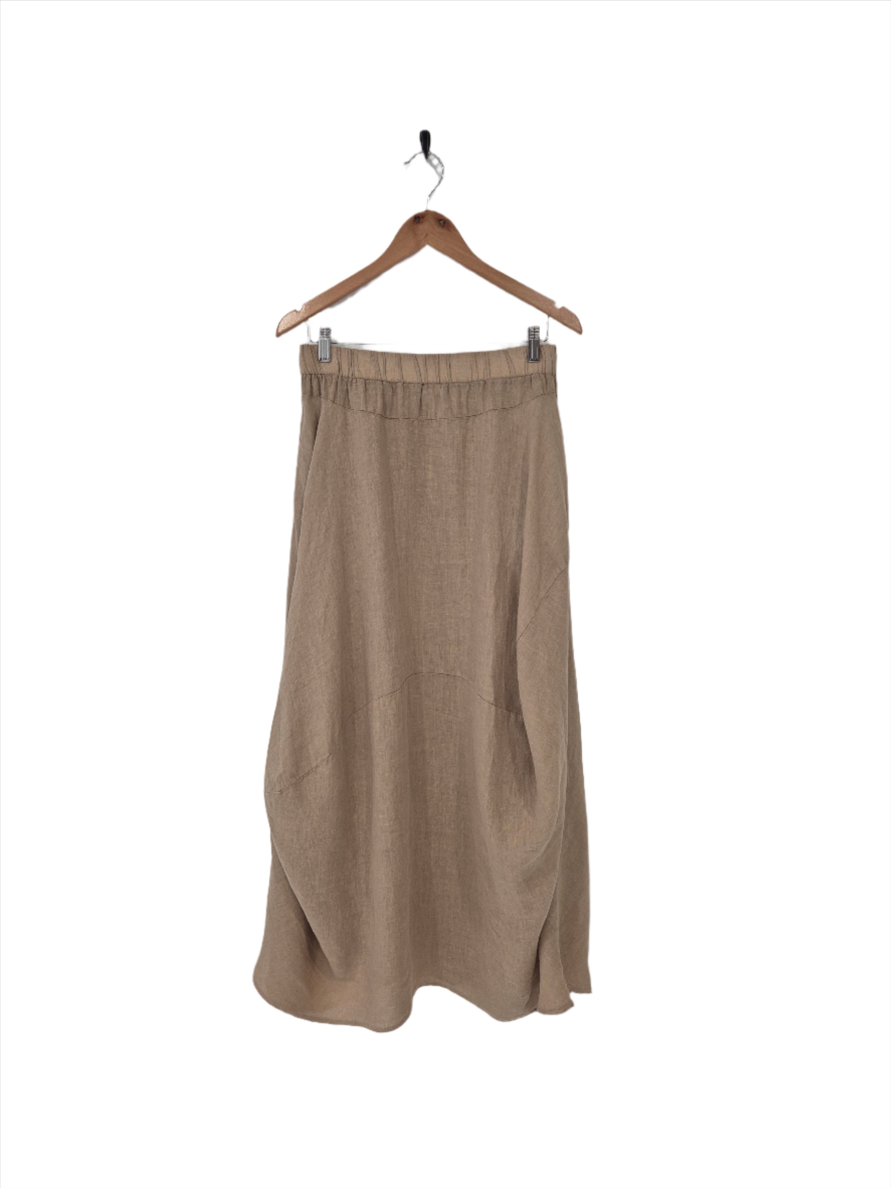 Montaigne Astrid Linen Asymmetrical Skirt Ocre
