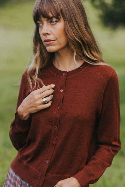 Montaigne Australian Merino Wool Cardigan Brique4