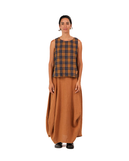 Montaigne Ava French Linen Cami Top in Blue Tweed Check1