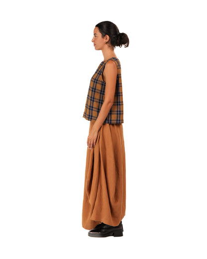 Montaigne Ava French Linen Cami Top in Blue Tweed Check2