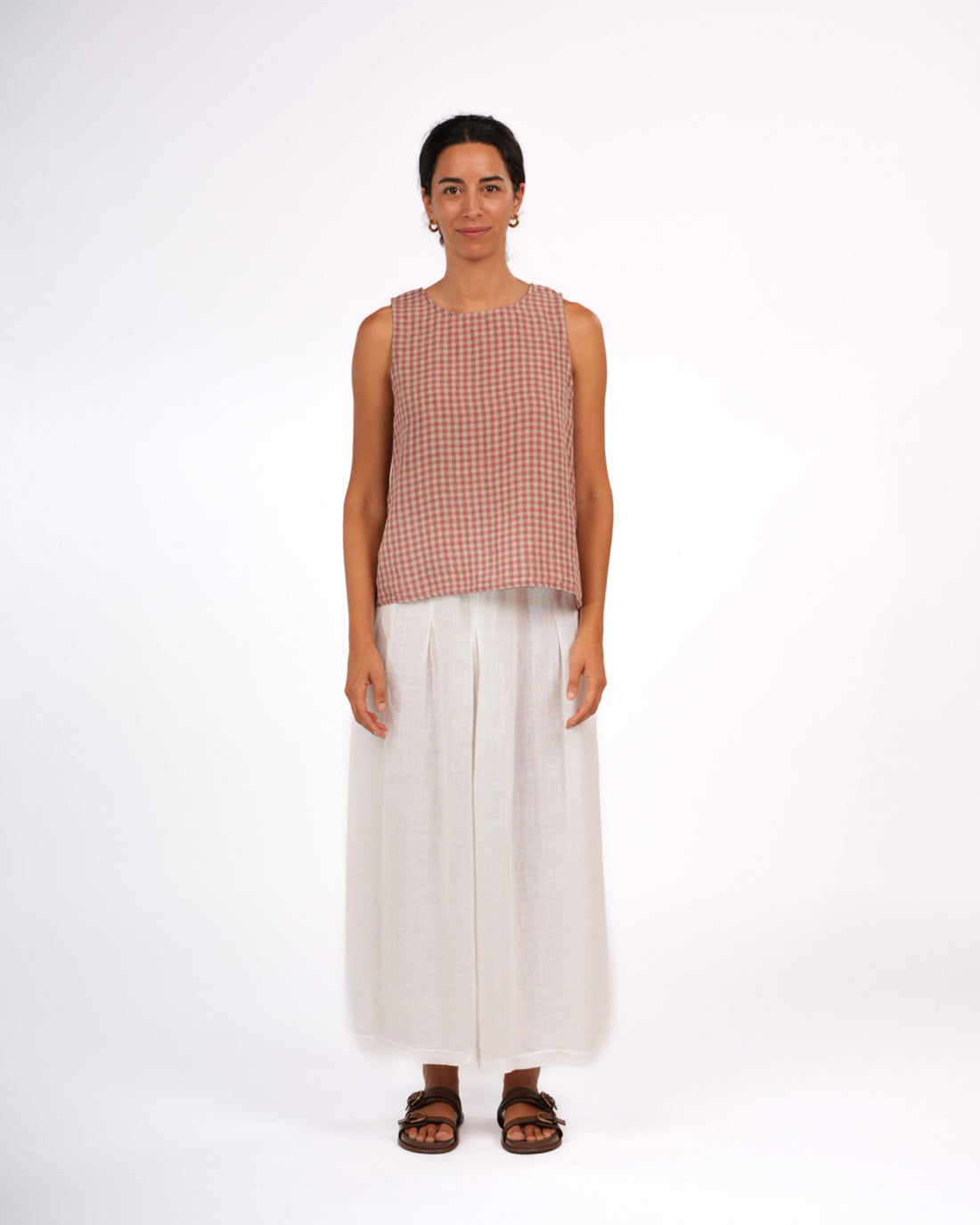 Montaigne Ava Linen Cami in Gingham Rose