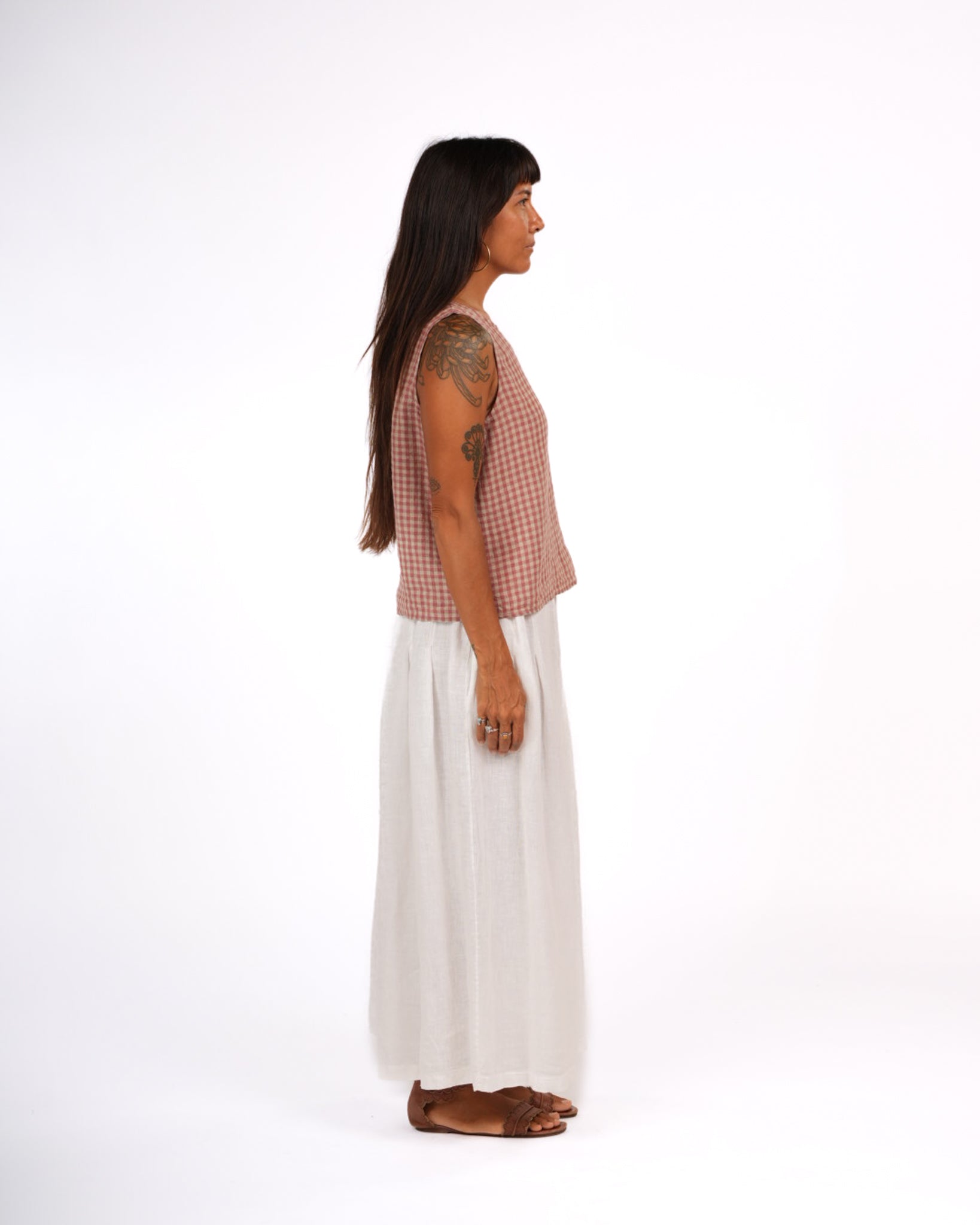 Montaigne Ava Linen Cami in Gingham Rose2