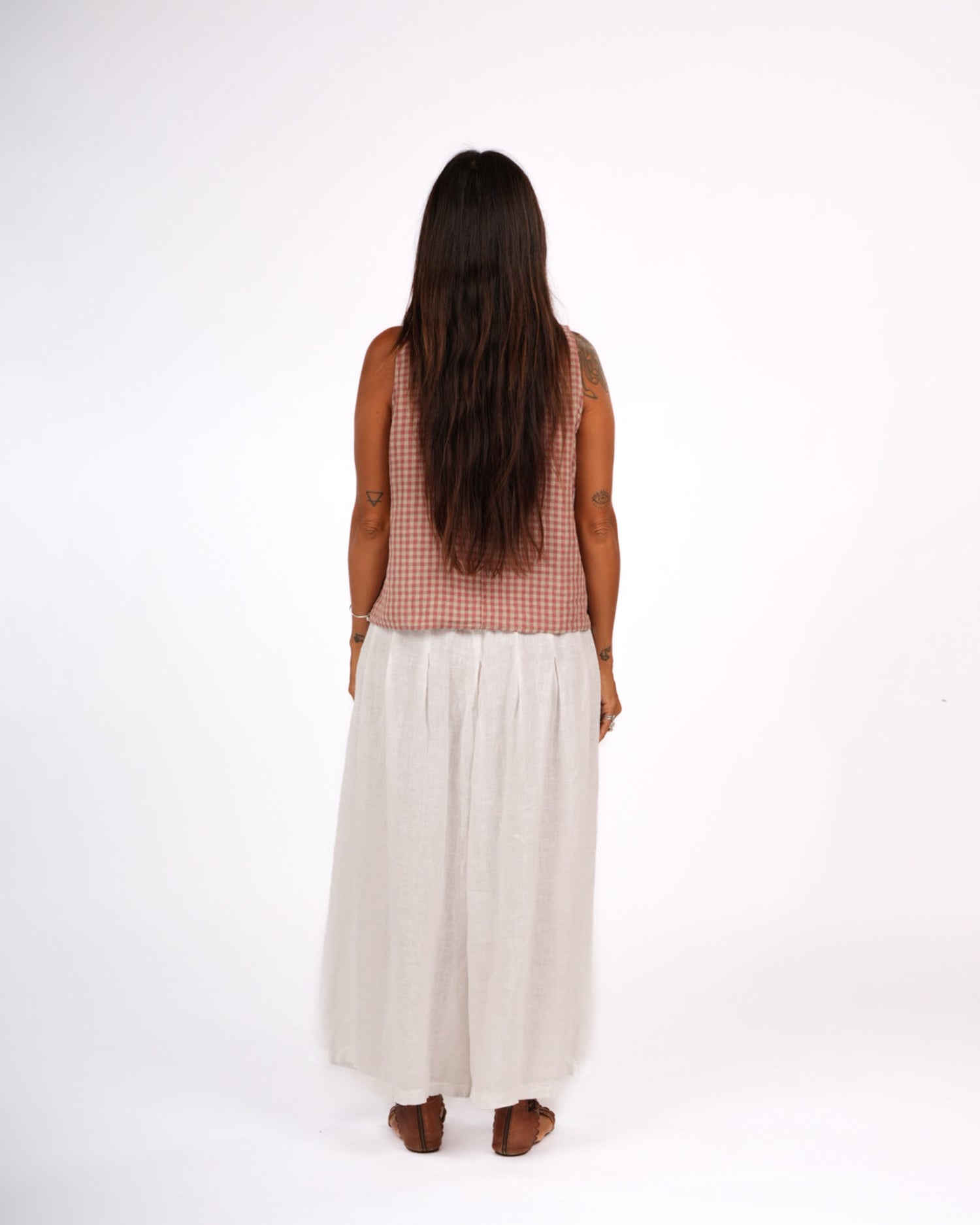 Montaigne Ava Linen Cami in Gingham Rose3