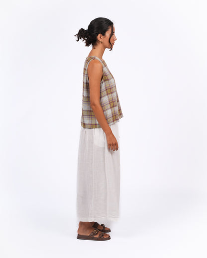 Montaigne Ava Linen Cami in Pistachio Check