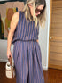 Montaigne Ava Linen Cami Top In Stripe Blue/Beige5