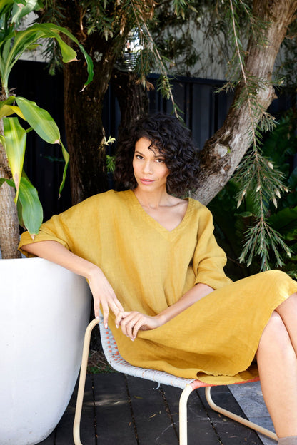 Montaigne Avril Short Sleeve Dress Senape