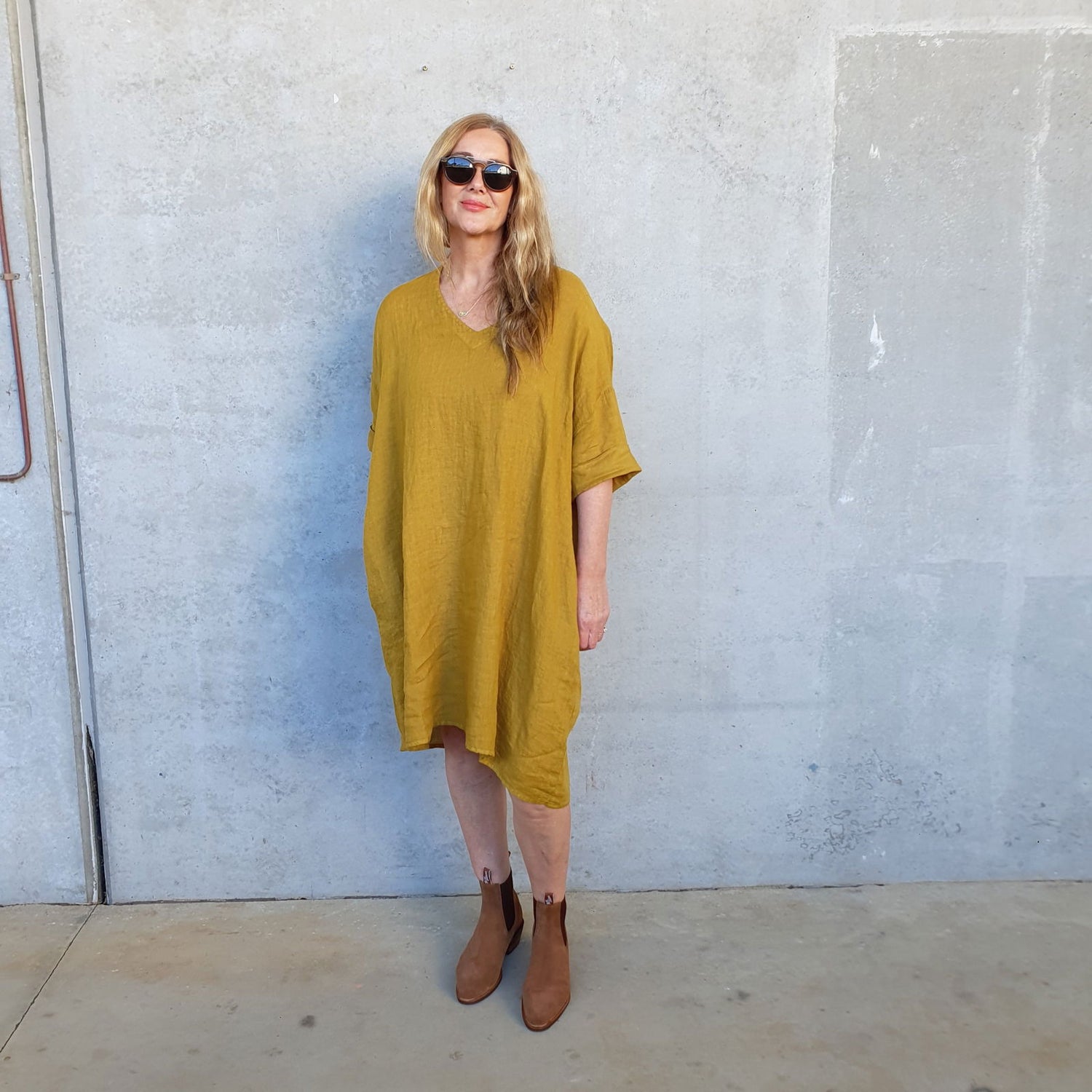 Montaigne Avril Short Sleeve Dress Senape