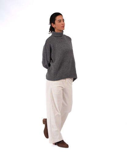 Montaigne Balmain Pure New Zealand Lambswool Roll Neck Sweater Grey1