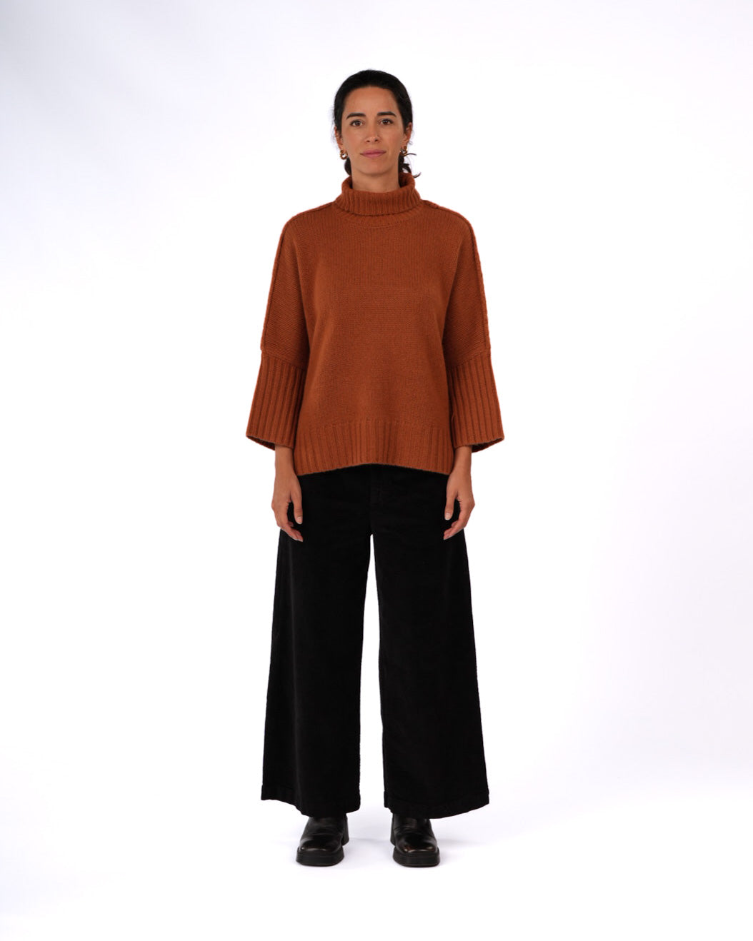 Montaigne Balmain Pure New Zealand Lambswool Roll Neck Sweater Rust