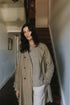 Montaigne Berg French Linen Collarless Peacoat in Brown Check3