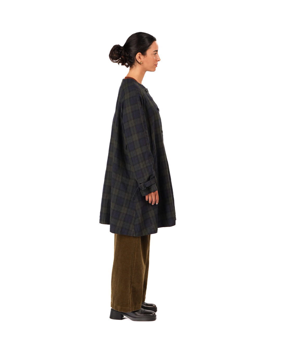 Montaigne Berg French Linen Tartan Collarless Peacoat Blue/Green10