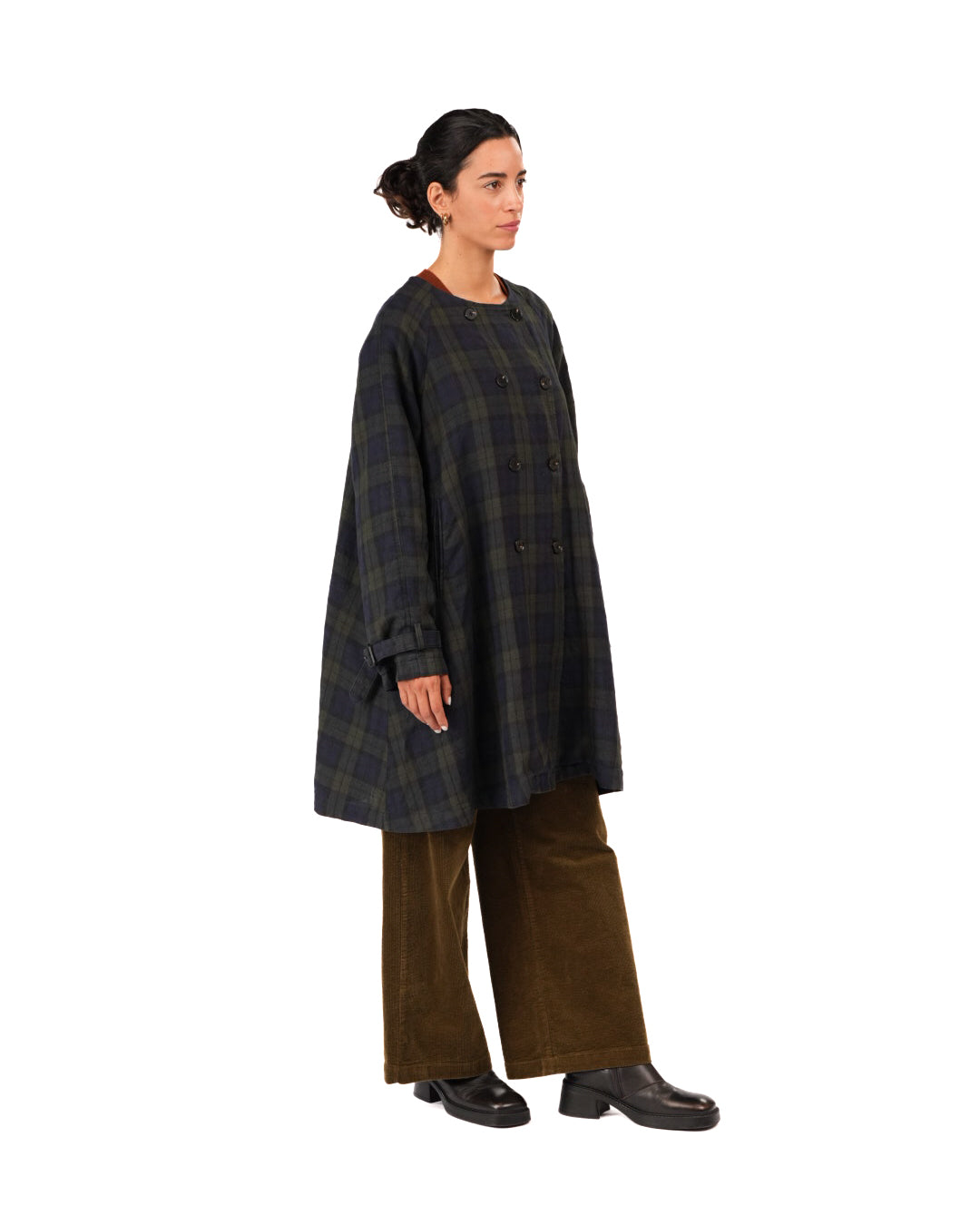 Montaigne Berg French Linen Tartan Collarless Peacoat Blue/Green13