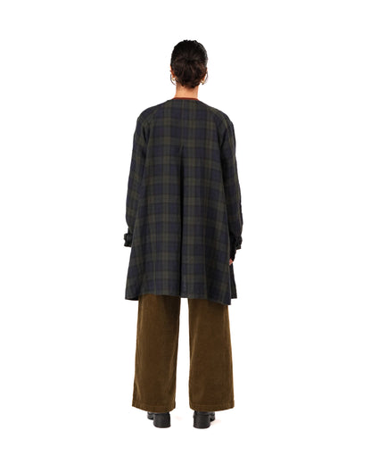 Montaigne Berg French Linen Tartan Collarless Peacoat Blue/Green9