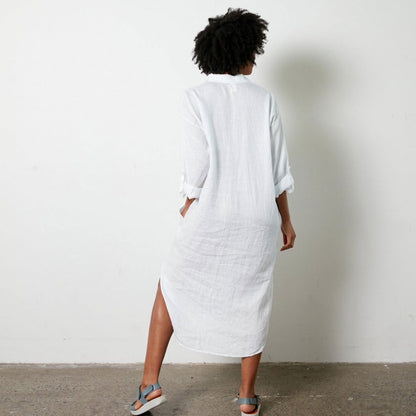 Montaigne Biarritz Oversized Linen Shirt Dress White3