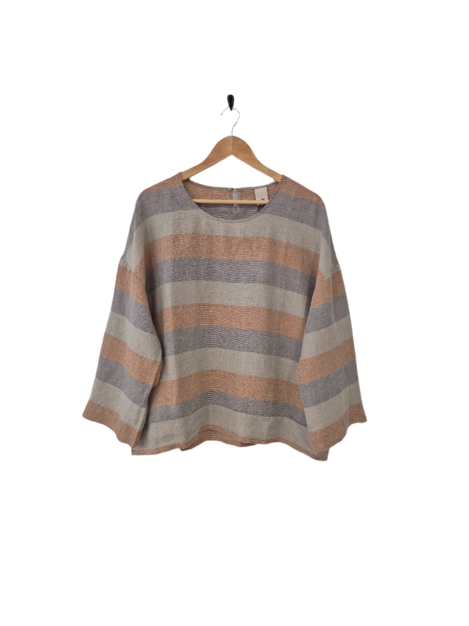 Montaigne Binoche French Stripe Linen Top Orange5