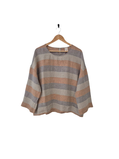 Montaigne Binoche French Stripe Linen Top Orange5