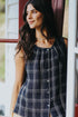 Montaigne Cara Linen Top In Navy Check2