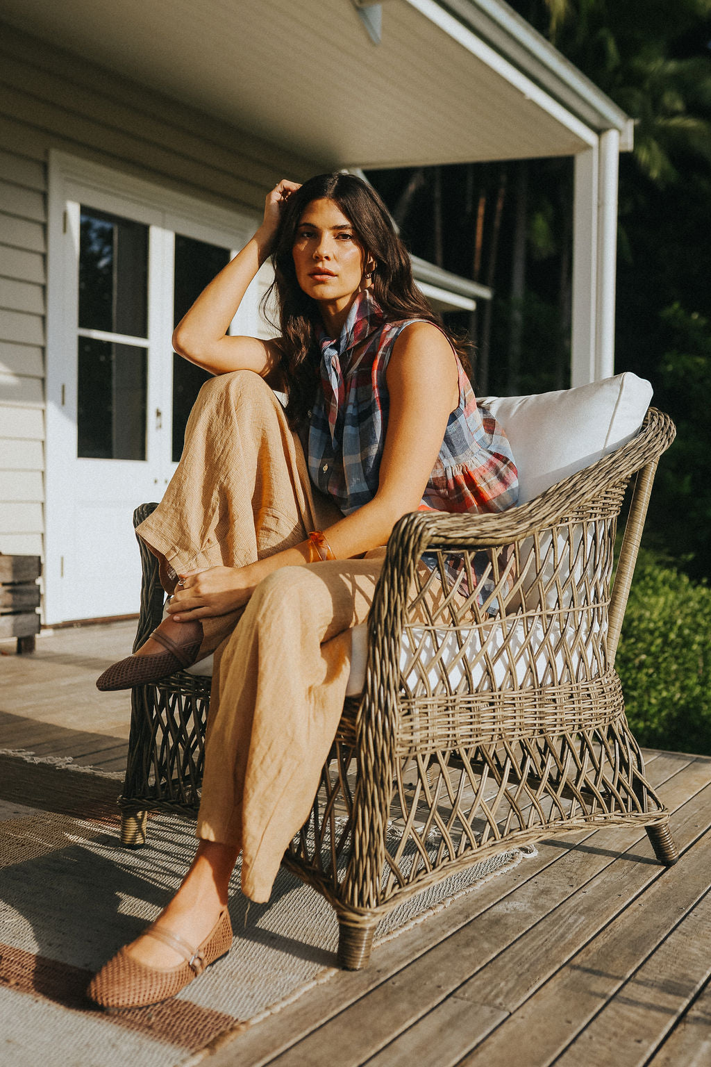 Montaigne Cara Linen Top Multi Check2