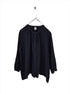 Montaigne Carmen Button Through Long Sleeve Linen Top Navy