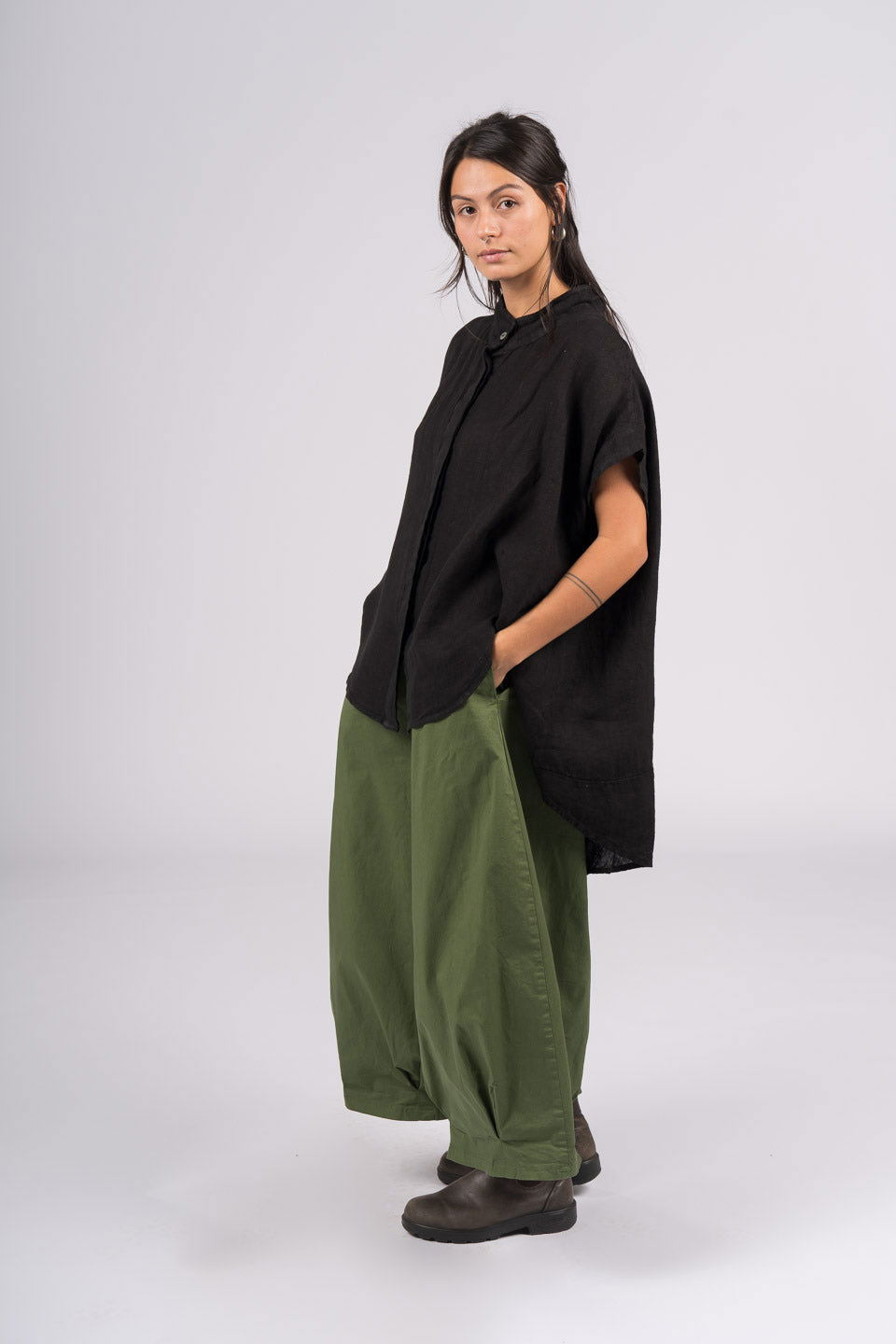 Montaigne Caroline Wide Leg Pants Forest Green1