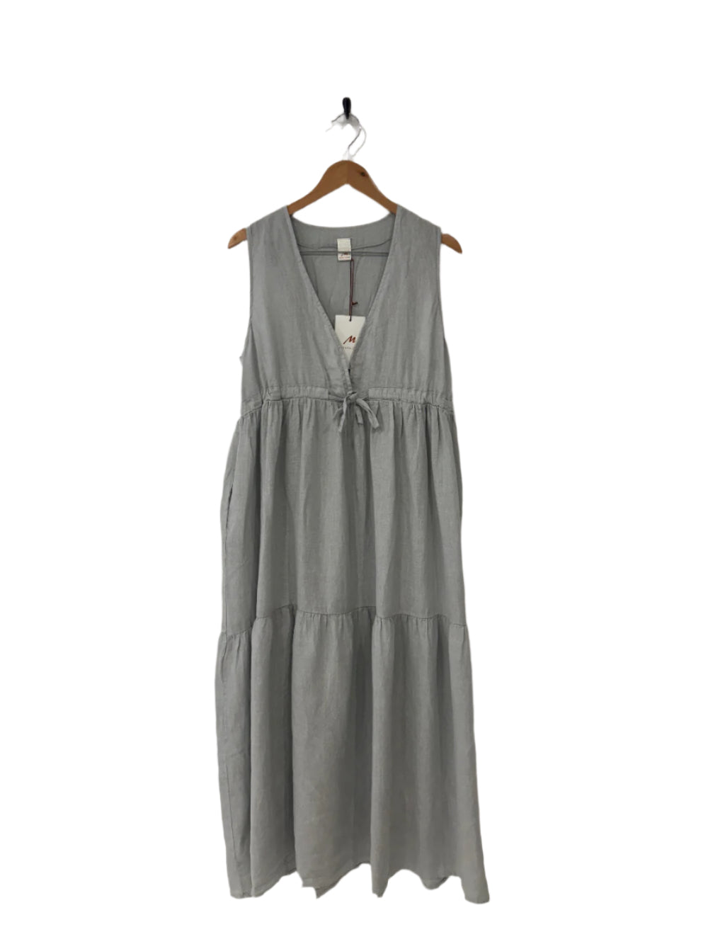 Montaigne Cascade Linen Maxi Dress Silver