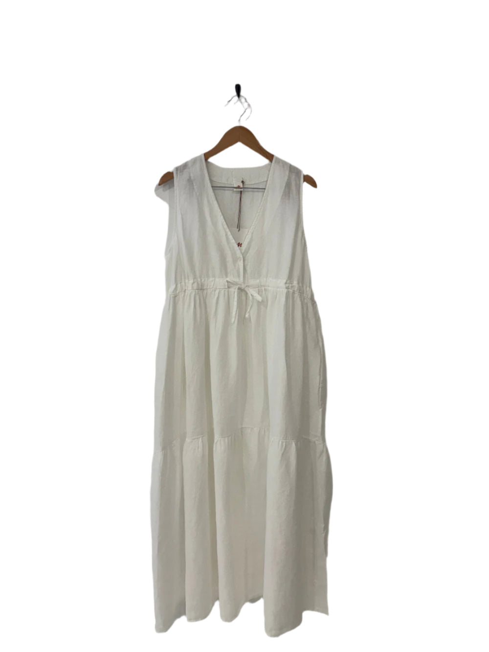 Montaigne Cascade Linen Maxi Dress White 