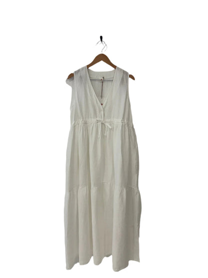 Montaigne Cascade Linen Maxi Dress White 