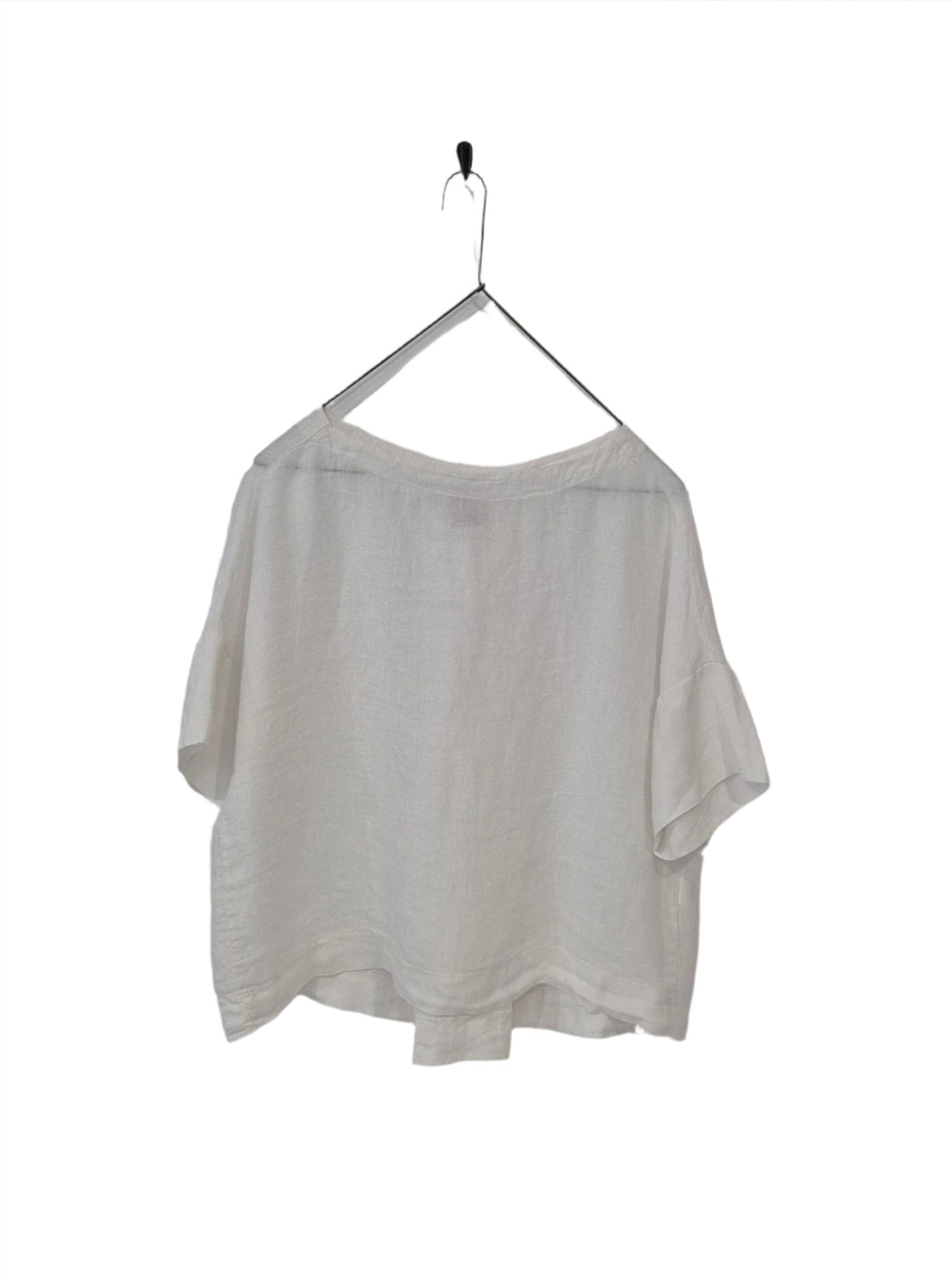 Montaigne Celine Short Sleeved Linen Top White1