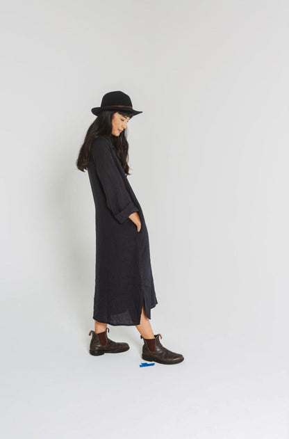 Montaigne Cezanne Linen Shirt Dress Navy1