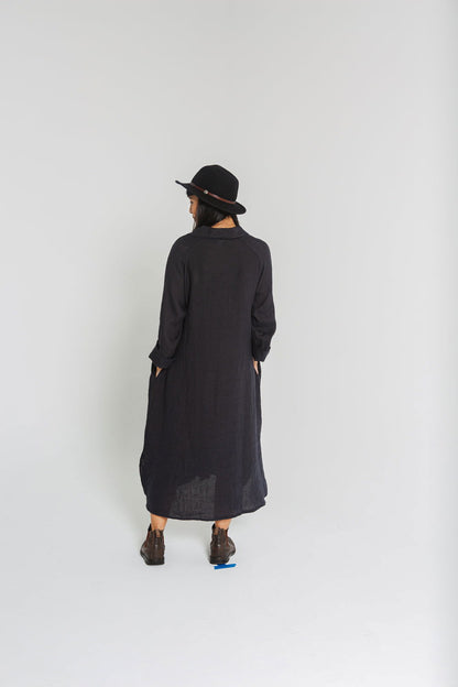 Montaigne Cezanne Linen Shirt Dress Navy3