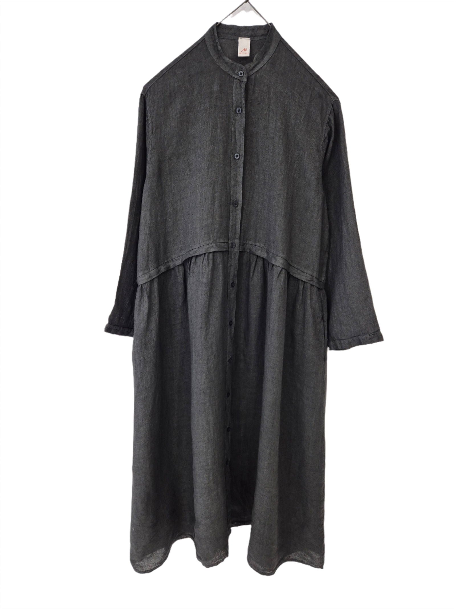 Montaigne Chaton Buttonfront Linen Coat Dress Petrol