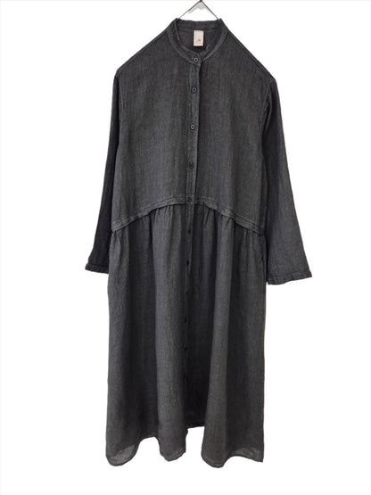 Montaigne Chaton Buttonfront Linen Coat Dress Petrol