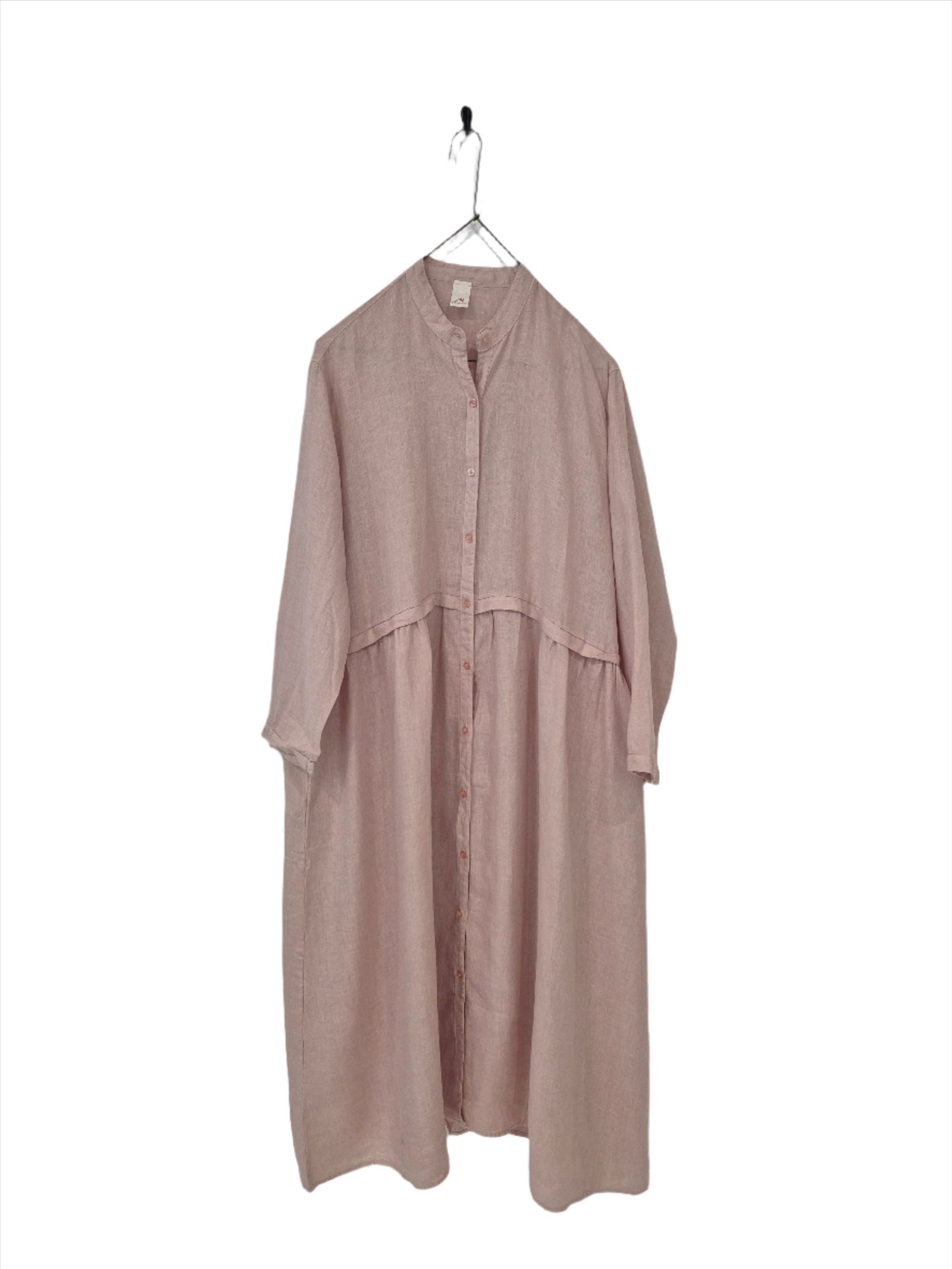 Montaigne Chaton Buttonfront Linen Coat Dress Rose