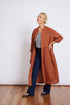 Montaigne Chaton Buttonfront Linen Coat Dress Rust