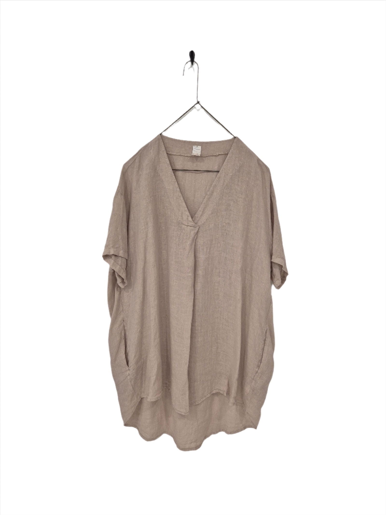Montaigne Cherise Linen V Neck Top Natural