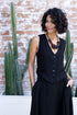 Montaigne Chloe Linen Vest Black1