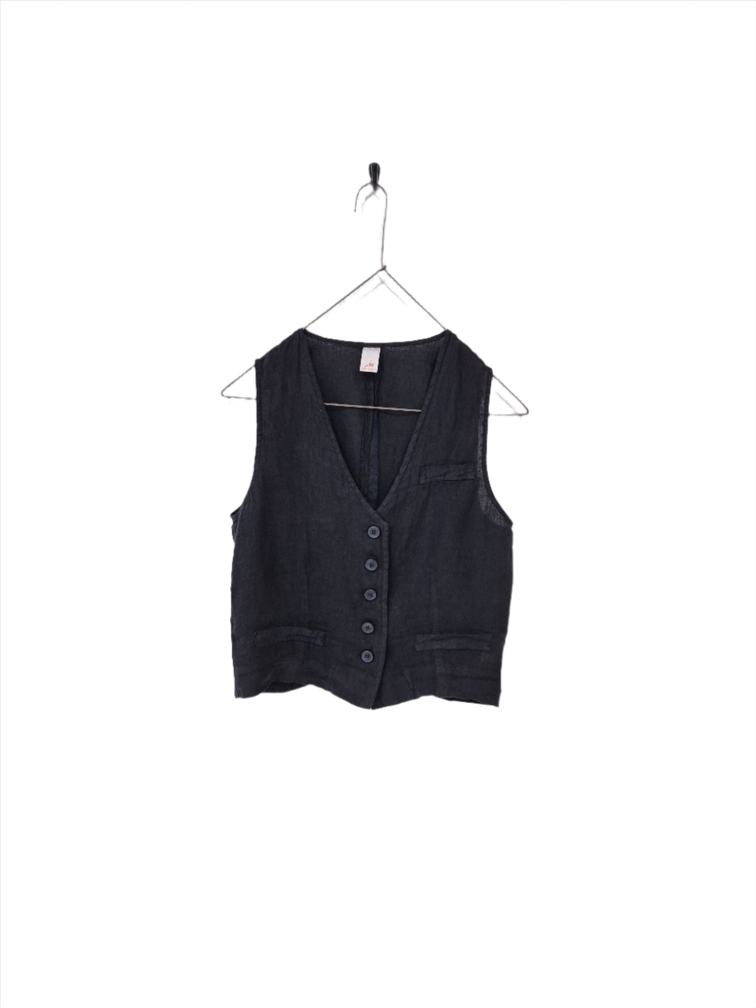 Montaigne Chloe Linen Vest Navy