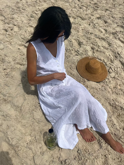 Montaigne Chloe Linen Vest White