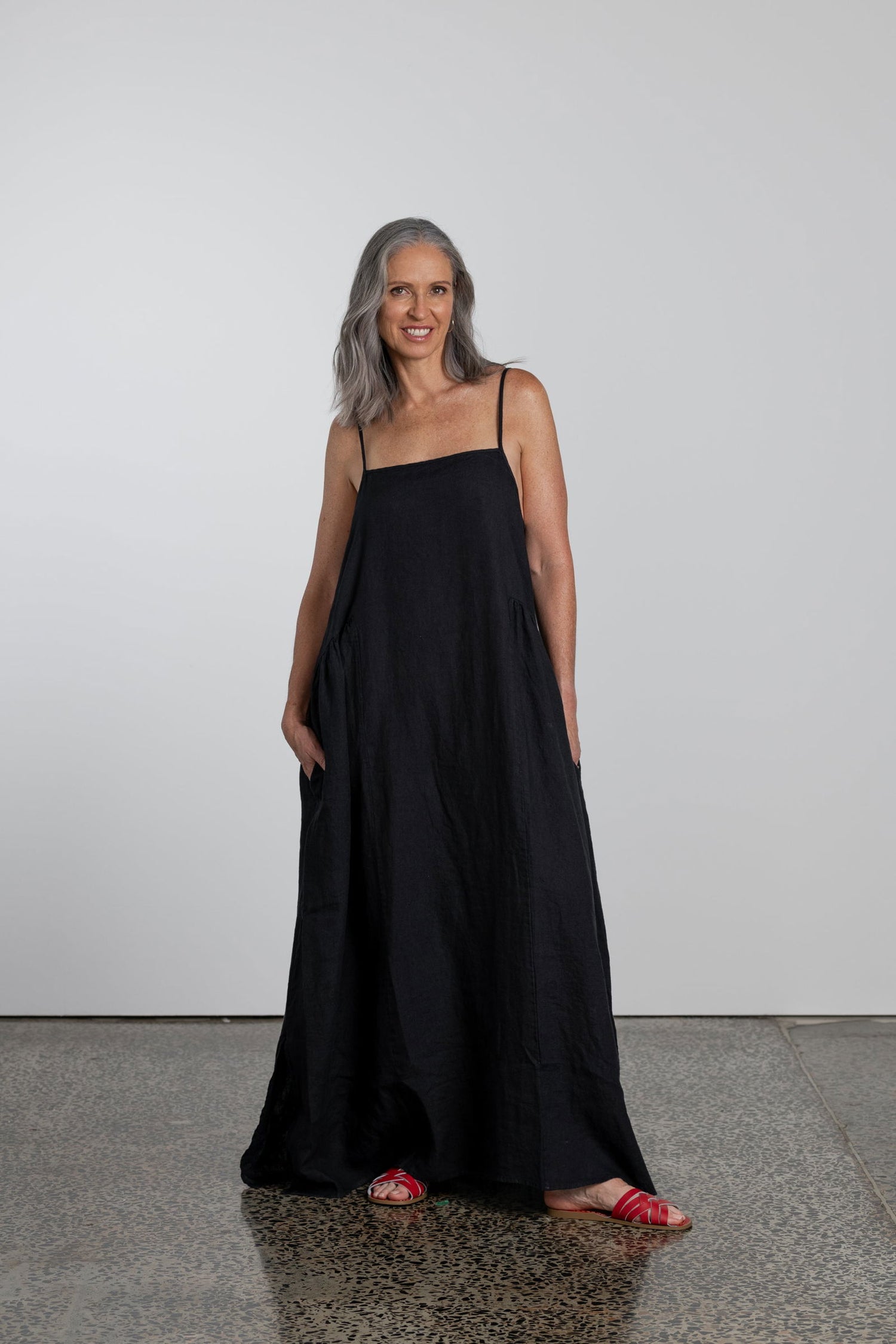 Montaigne Claudette Linen Maxi Dress Black