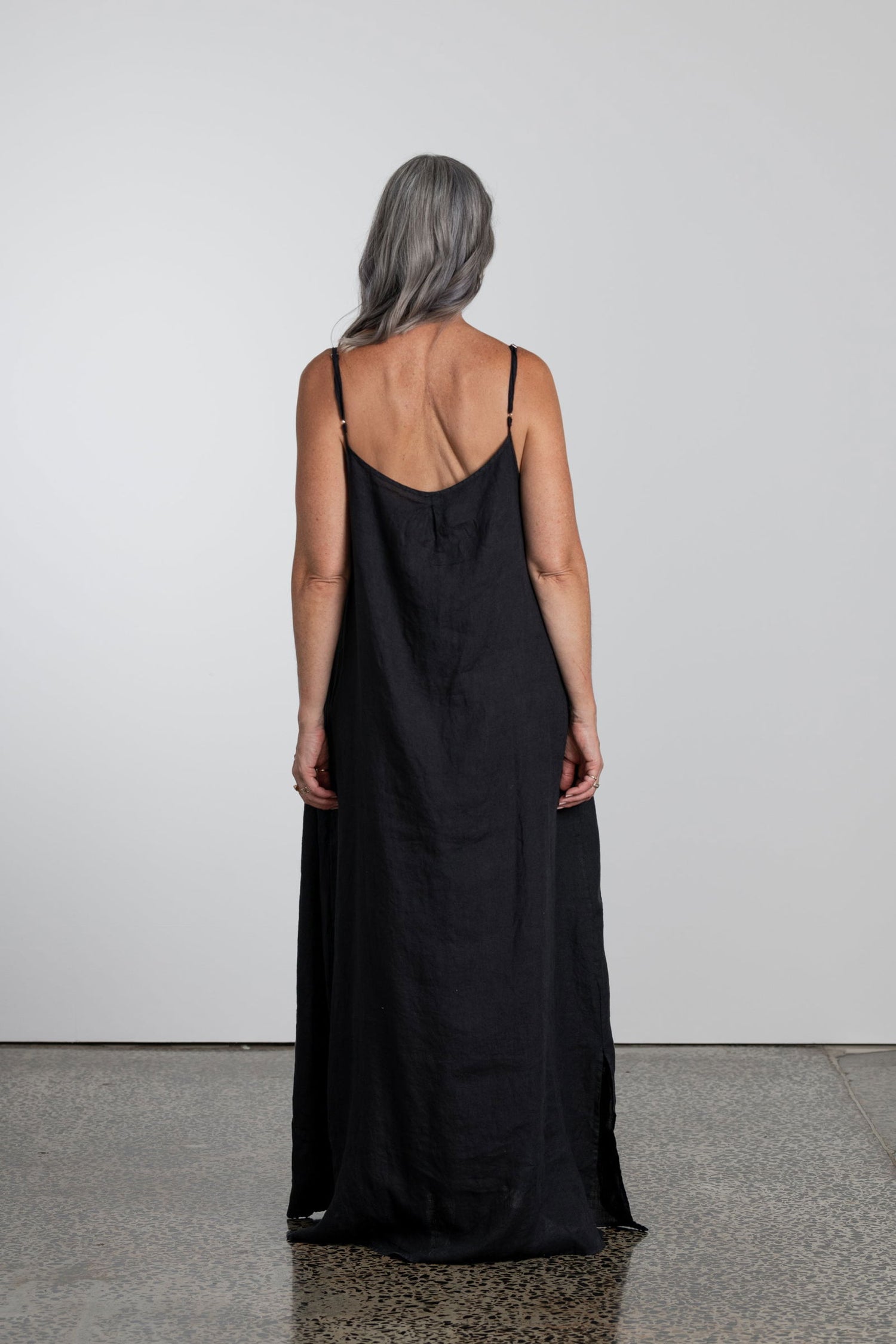Montaigne Claudette Linen Maxi Dress Black2
