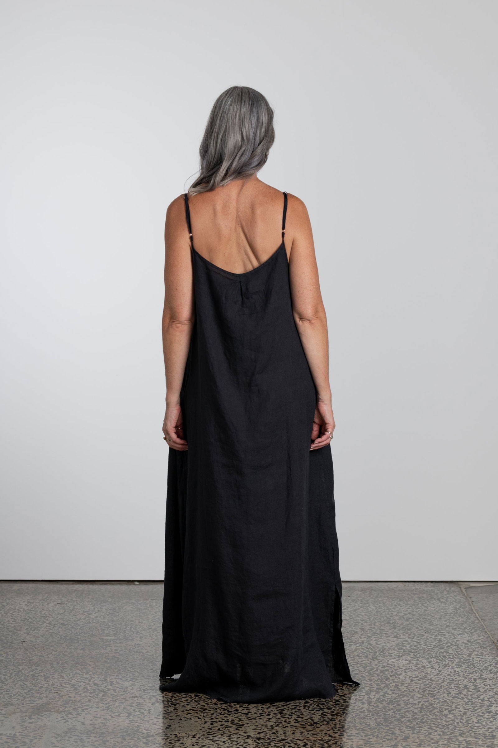 Montaigne Claudette Linen Maxi Dress Black2