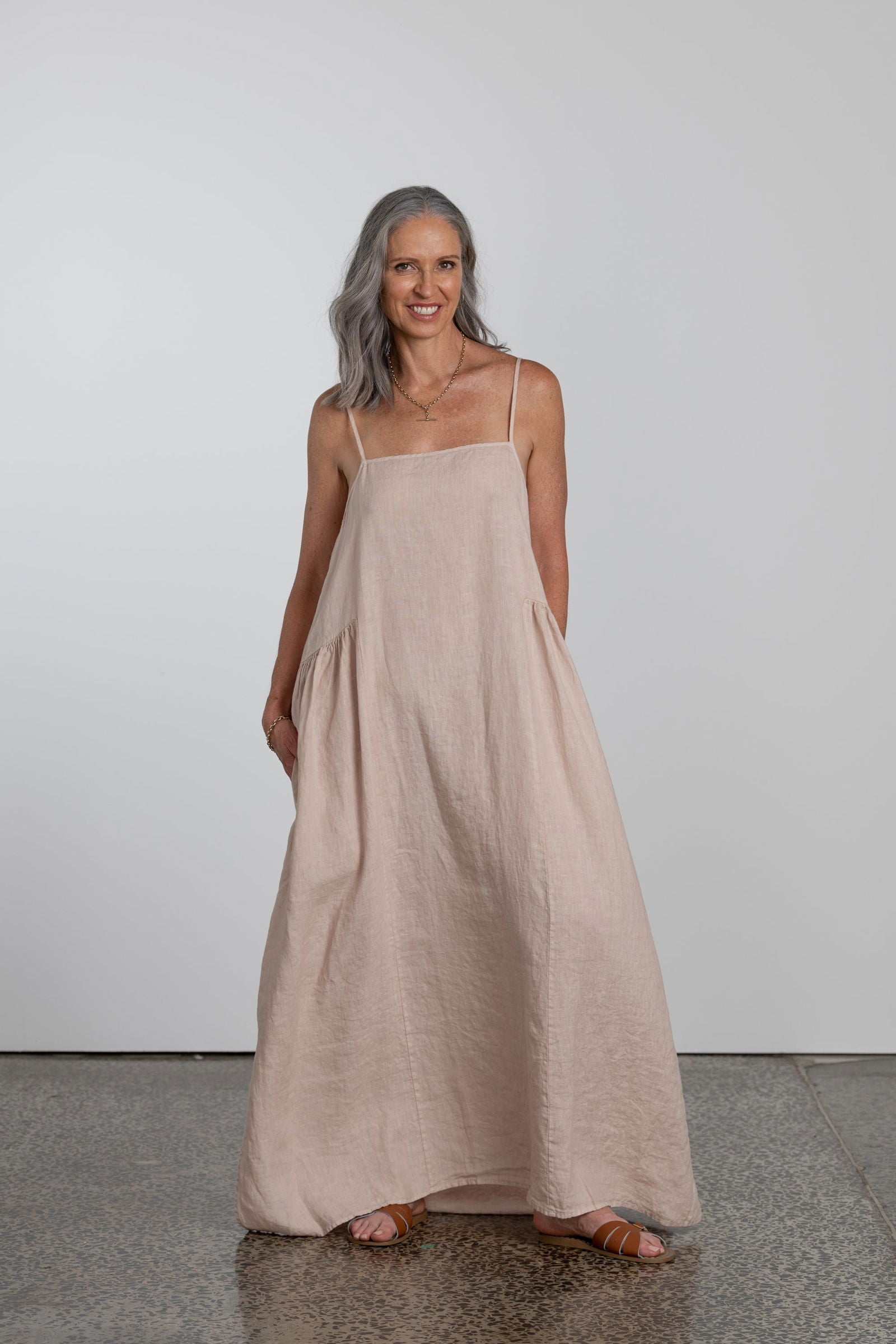 Montaigne Claudette Linen Maxi Dress Natural