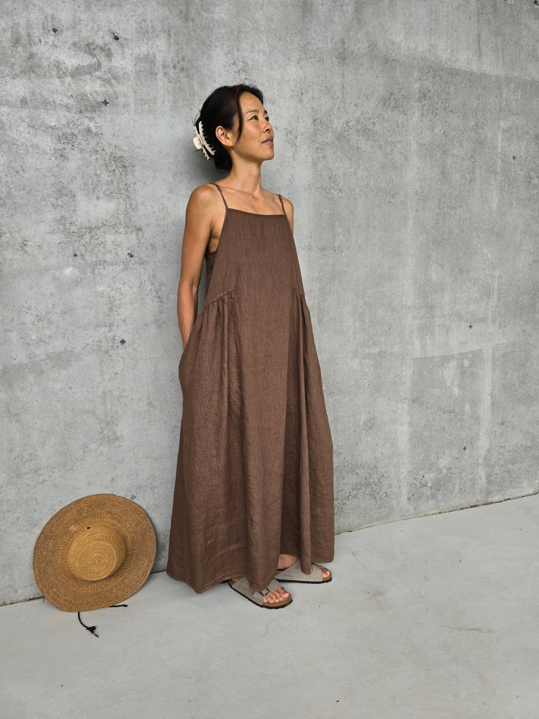 Montaigne Claudette Linen Maxi Dress Tobacco