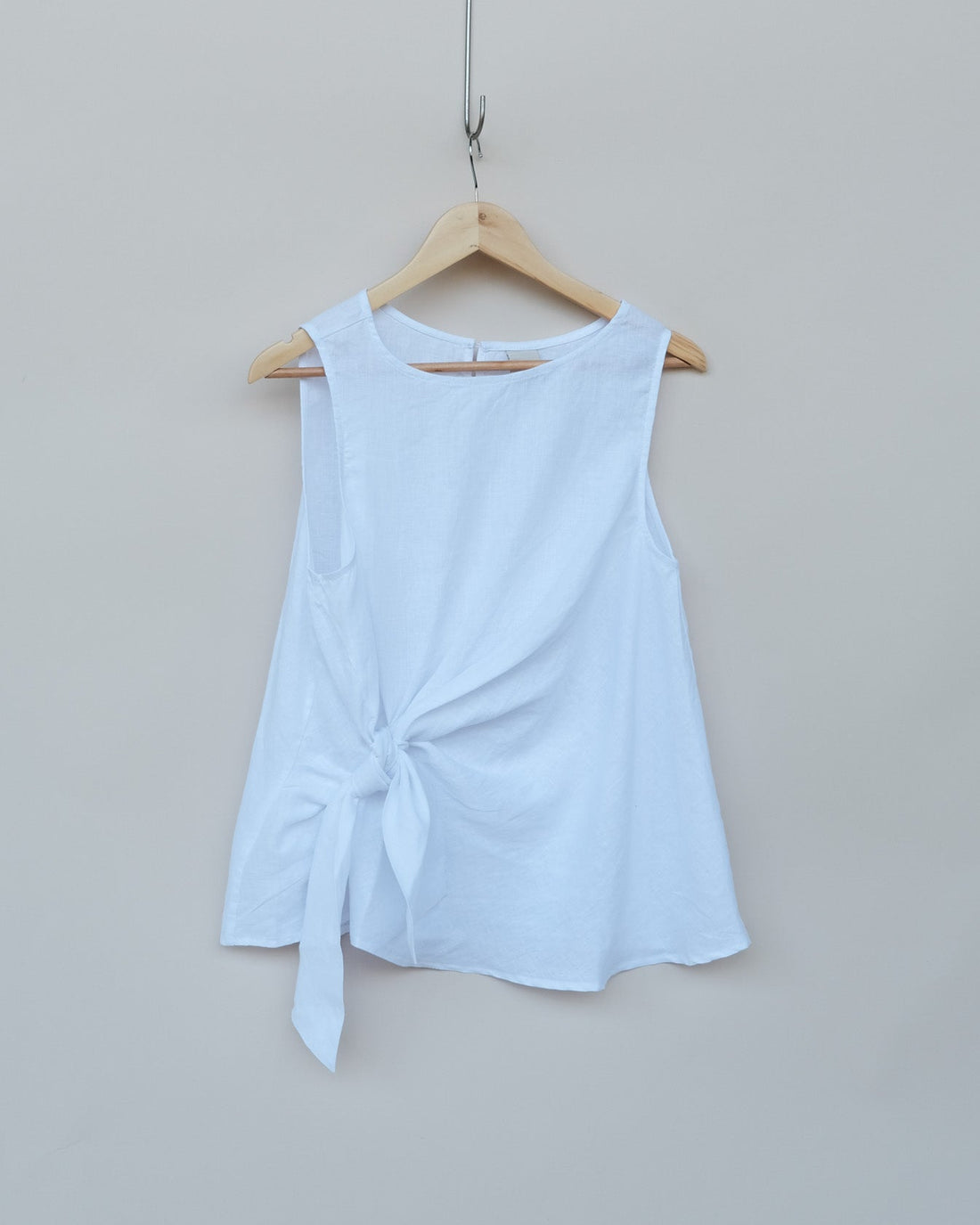 Montaigne Front Tie up Linen Top White